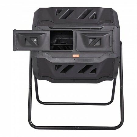 Compost Bin 43 Gal Dual-Chamber Composter Tumbler Rotating Sliding Doors