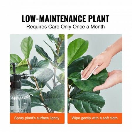 Artificial Fiddle Leaf Fig Tree, 12.7cm, Secure PE Material & Anti-Tip Tilt Protection Low-Maintenance Faux Plant, Lifelike Green Fake Potted Tree for Home Office Warehouse Decor Indoor Outdoor