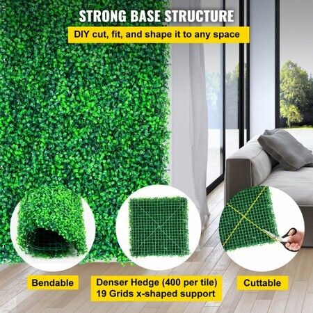 Artificial Boxwood Panels, 6 PCS50.8x50.8cmBoxwood Hedge Wall Panels, PE Artificial Grass Backdrop Wall 4 cm, Privacy Hedge Screen for Decoration of Outdoor, Indoor, Garden, Fence, and Backyard