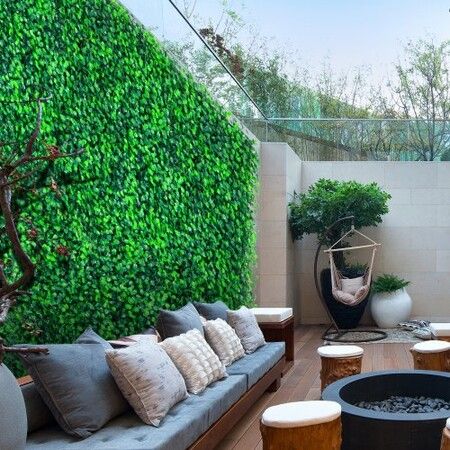 Artificial Boxwood Panels, 6 PCS50.8x50.8cmBoxwood Hedge Wall Panels, PE Artificial Grass Backdrop Wall 4 cm, Privacy Hedge Screen for Decoration of Outdoor, Indoor, Garden, Fence, and Backyard