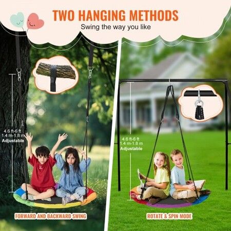 Tree Swing 40In Saucer Swing 750lbs Weight Capacity 900D Oxford Multicolor