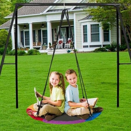 Tree Swing 40In Saucer Swing 750lbs Weight Capacity 900D Oxford Multicolor