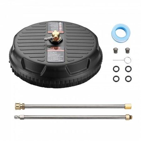 Pressure Washer Surface Cleaner Universal 15", Pressure Washer Attachment 4000 Max PSI with 2 Extension Wand, 1/4" Quick-Connect Connector Power Concrete Cleaner, For Floor Driveway, Patio