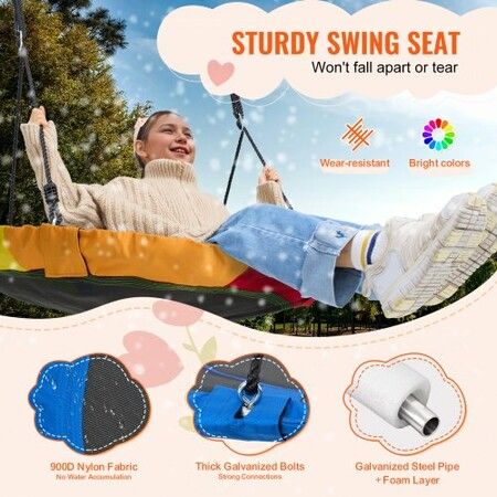 Tree Swing 40 In Saucer Swing 750lbs Weight Capacity 900D Oxford Blue