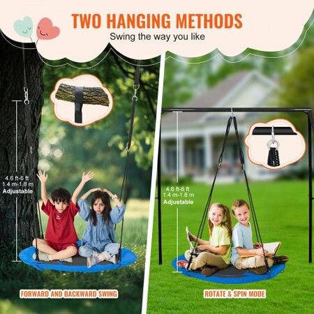 Tree Swing 40 In Saucer Swing 750lbs Weight Capacity 900D Oxford Blue