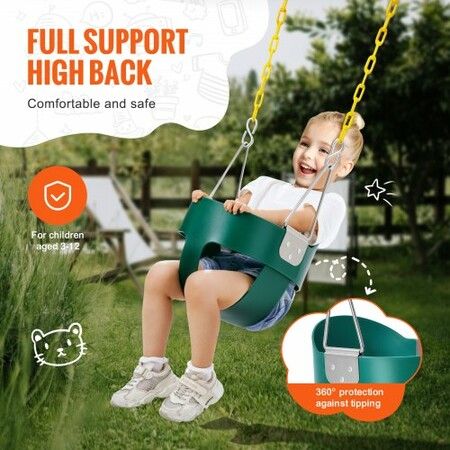 Toddler Swing Seat High Back Full Bucket Baby Swing Seat Support 150 lbs