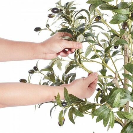 Artificial Olive Tree, 12.7cm Tall Faux Plant, Secure PE Material & Anti-Tip Tilt Protection Low-Maintenance Plant, Lifelike Green Fake Potted Tree for Home Office Warehouse Decor Indoor Outdoor