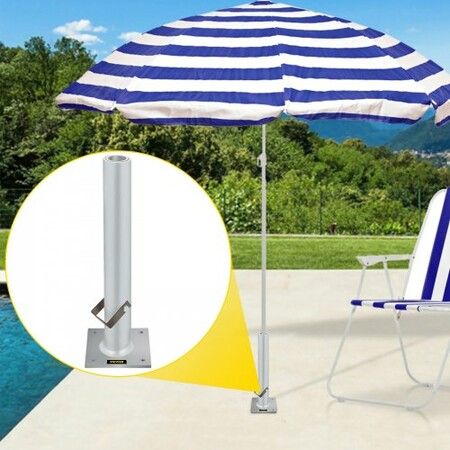 Umbrella Base, 2 in 1 Heavy Duty Umbrella Stand, Aluminum Umbrella's Holder Stand with 6" x 6" Base, Patio Umbrella Stand with 18.5" Height Pipes for 1.5"-2" Sunshade on Deck, Cement and Land