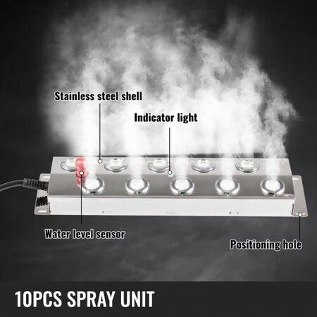 10 Head Ultrasonic Mist Maker Fogger 250W Mist Maker Fogger Air Humidifier with Transformer Accessories for Industrial Scenic Agriculture Greenhouse Hydroponics Garden Lawn Pond