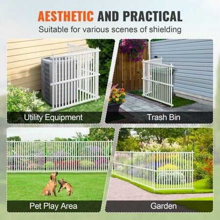 1.22m W x 1.22m H Vinyl Privacy Fence Panels, Air Conditioner Fence, Outdoor Privacy Screens for Trash Can, Pool Equipment Enclosure, Privacy Screen Kit Strip Panels (2 Panels)