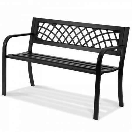 Outdoor Bench, 46 inches Metal Garden Bench for Outdoors, 480 lbs Load Capacity Bench, Outdoor Garden Park Bench with Backrest and Armrests, Patio Bench for Garden, Park, Yard, Front Porch