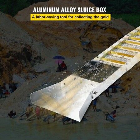 Folding Aluminum Alloy Sluice Box, Compact 50" Sluice Boxes for Gold, Lightweight Gold Sluice Equipment, Portable Sluice Boxes with Miner's Moss, River, Creek, Gold Panning, Prospecting, Dredg