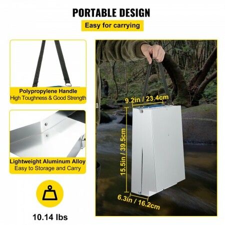 Folding Aluminum Alloy Sluice Box, Compact 50" Sluice Boxes for Gold, Lightweight Gold Sluice Equipment, Portable Sluice Boxes with Miner's Moss, River, Creek, Gold Panning, Prospecting, Dredg