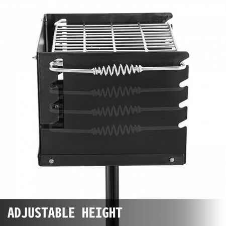 Outdoor Park Style Grill 16 x 16 Inch Park Style Charcoal Grill Carbon Steel Park Style BBQ Grill Height 50-in Adjustable Charcoal Grill with Stainless Steel Grate Outdoor Park Grill, In-ground