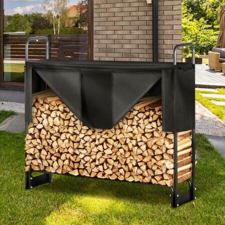 4.3FT Outdoor Firewood Rack with Cover, 52x14.2x46.1 in, Heavy Duty Firewood Holder & 600D Oxford Waterproof Cover for Fireplace, Patio, Indoor/Outdoor Log Storage Rack for 1/4 Cord of Firewood