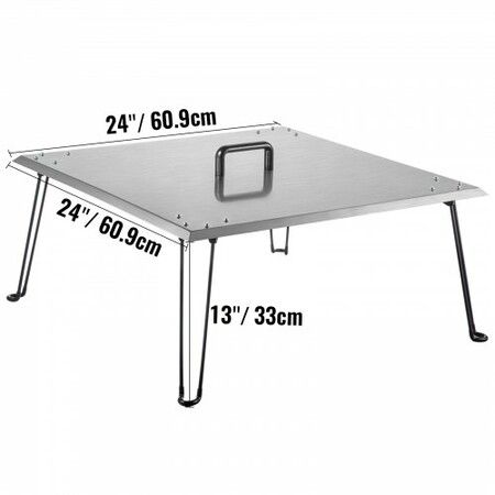 Fire Pit Heat Deflector Fire Pit Pan Cover Stainless Steel Foldable Legs