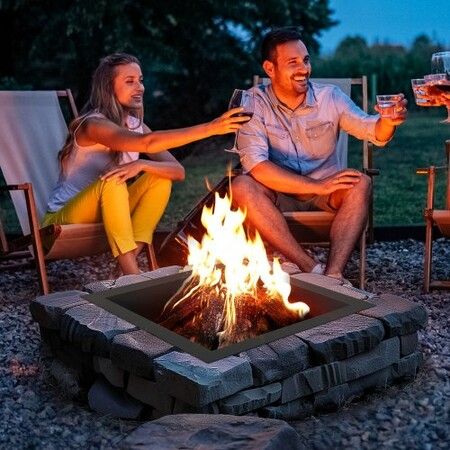 Fire Pit Ring Square 36x36 in Outer Steel Liner DIY Campfire Ring Firepit