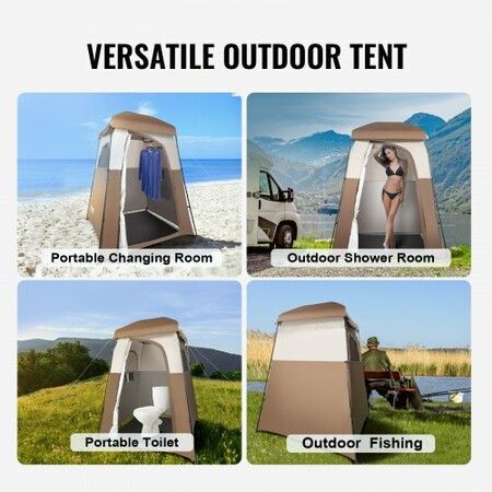 Camping Shower Tent, 66" x 66" x 87" 1 Room Oversize Outdoor Portable Shelter, Privacy Tent with Detachable Top, Pockets, Hanging Rope and Clothesline, for Dressing, Changing, Toilet, Bathroom