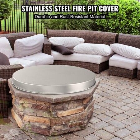 Fire Pit Cover Lid, 27" Portable Firepit Spark Screen,Stainless Steel Steel Metal Cover, Easy-Opening Outdoor Wood Burning and Camping Stove Accessory, for Outdoor Patio Fire Pits Backyard