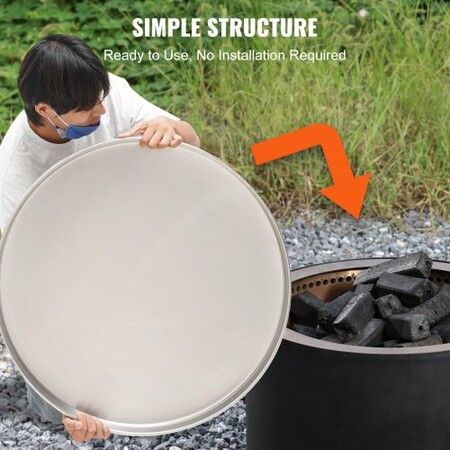 Fire Pit Cover Lid, 27" Portable Firepit Spark Screen,Stainless Steel Steel Metal Cover, Easy-Opening Outdoor Wood Burning and Camping Stove Accessory, for Outdoor Patio Fire Pits Backyard