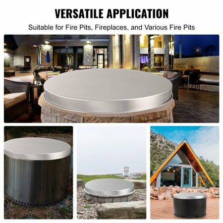 Fire Pit Cover Lid, 27" Portable Firepit Spark Screen,Stainless Steel Steel Metal Cover, Easy-Opening Outdoor Wood Burning and Camping Stove Accessory, for Outdoor Patio Fire Pits Backyard