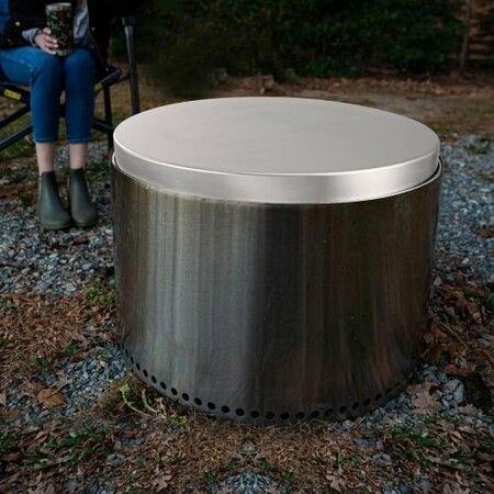 Fire Pit Cover Lid, 27" Portable Firepit Spark Screen,Stainless Steel Steel Metal Cover, Easy-Opening Outdoor Wood Burning and Camping Stove Accessory, for Outdoor Patio Fire Pits Backyard