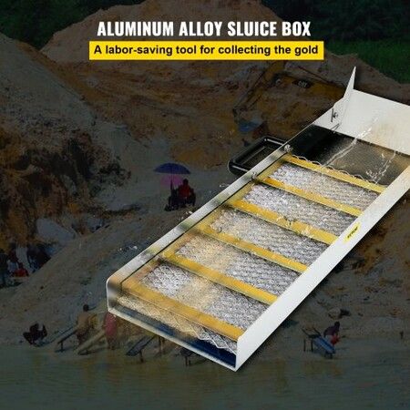 Aluminum Alloy Sluice Box, Compact 36" Mini Sluice Boxes for Gold, Lightweight Gold Sluice Equipment, Portable Sluice Boxes with Miner\'s Moss, River, Creek, Gold Panning, Prospecting, Dredging