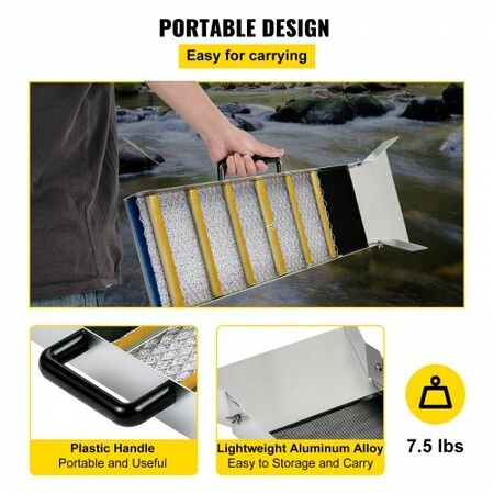 Aluminum Alloy Sluice Box, Compact 36" Mini Sluice Boxes for Gold, Lightweight Gold Sluice Equipment, Portable Sluice Boxes with Miner\'s Moss, River, Creek, Gold Panning, Prospecting, Dredging