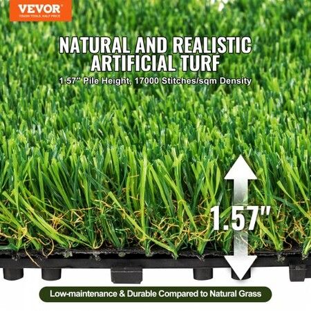 Artifical Grass Tiles Interlocking Turf Deck Set, 18 Pack - 12"x12", Synthetic Fake Grass Self-draining Mat Flooring Decor Pad, Perfect For Multi-Purpose Indoor Outdoor Entryway Scraper Dog Mats