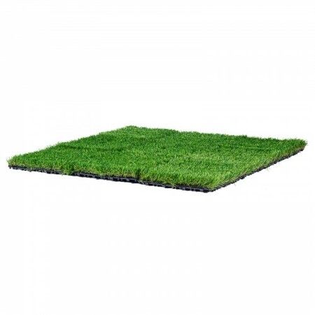 Artifical Grass Tiles Interlocking Turf Deck Set, 18 Pack - 12"x12", Synthetic Fake Grass Self-draining Mat Flooring Decor Pad, Perfect For Multi-Purpose Indoor Outdoor Entryway Scraper Dog Mats