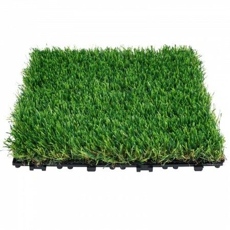 Artifical Grass Tiles Interlocking Turf Deck Set, 18 Pack - 12"x12", Synthetic Fake Grass Self-draining Mat Flooring Decor Pad, Perfect For Multi-Purpose Indoor Outdoor Entryway Scraper Dog Mats