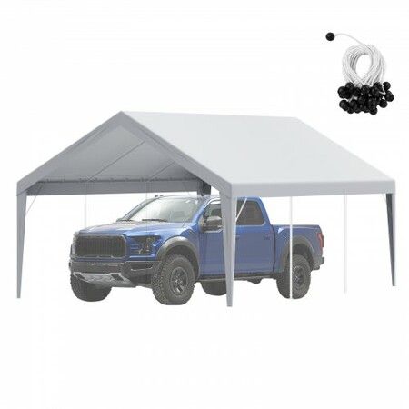 Carport Replacement Canopy Cover 13 x 20 ft, Garage Top Tent Shelter Tarp Heavy-Duty Waterproof & UV Protected, Easy Installation with Ball Bungees,Grey (Only Top Cover, Frame Not Include)