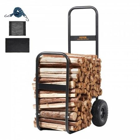 Firewood Log Cart Wood Mover Hauler 250 lbs Capacity on PU Wheels Dolly