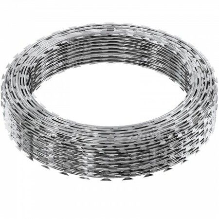 Razor Wires, 98 ft Razor Barbed Wire, 2 Rolls Razor Wire Fencing Razor Fence, Double Spiral Razor Ribbon Barbed Wire Galvanized Razor Wire Fence, Rolls Razor for Garden