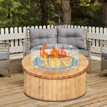 Fire Pit Wind Guard, Glass Flame Guard, Round Glass Shield, 1/4-Inch Thick Fire Table, Clear Tempered Glass Flame Guard, Aluminum Alloy Feet for Propane, Gas, Outdoor (23 x 23 x 6 Inch)