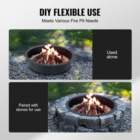 Fire Pit Ring Round 40鈥?Outer 36鈥?Inner Steel Liner DIY Campfire Firepit