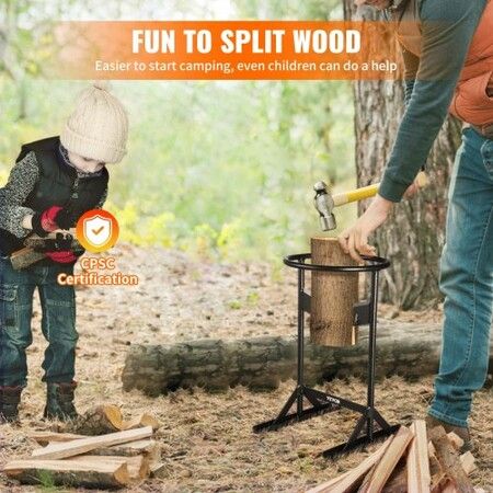 Firewood Kindling Splitter, 9''x17'' XL Wood Splitter, Unique V-Shaped Finger-Safety Blade, Manual Log Splitter for Wood Splitting, Heavy Duty Strong Steel Structure & Stability, Log Splitter