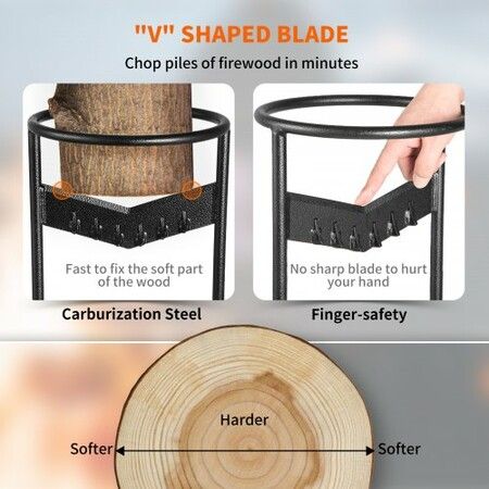 Firewood Kindling Splitter, 9''x17'' XL Wood Splitter, Unique V-Shaped Finger-Safety Blade, Manual Log Splitter for Wood Splitting, Heavy Duty Strong Steel Structure & Stability, Log Splitter