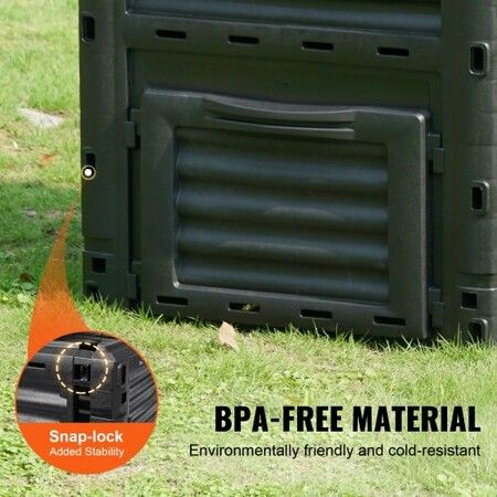 Garden Compost Bin 300 L, BPA Free Composter, Large Capacity Outdoor Composting Bin with Top Lid and Bottom Door, Easy Assembling, Lightweight, Fast Creation of Fertile Soil