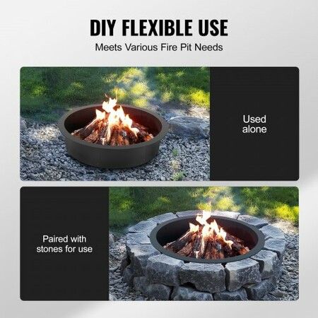 Fire Pit Ring Round 35 Inch Outer Steel Liner DIY Campfire Ring Firepit