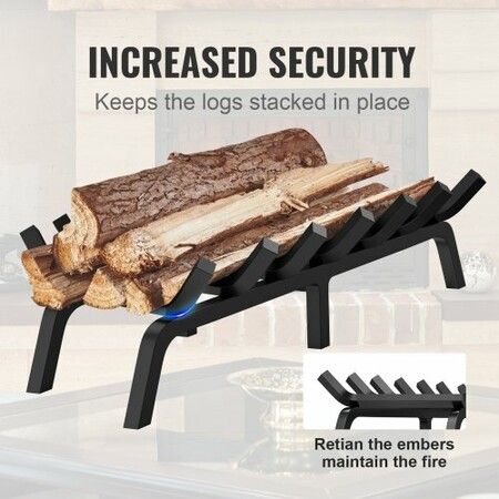 Fireplace Log Grate, 762mm Heavy Duty Fireplace Grate with 6 Support Legs, 19.05mm Solid Powder-coated Steel Bars, Log Firewood Burning Rack Holder for Indoor and Outdoor Fireplace