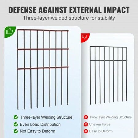 Animal Barrier Fence 19 Pack, 43cm(H) x27.94cm(L), Underground Decorative Garden Fencing with 1.5 Inch Spike Spacing, Metal Dog Fence for the Yard and Outdoor Patio