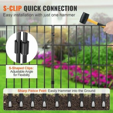 Animal Barrier Fence 19 Pack, 43cm(H) x27.94cm(L), Underground Decorative Garden Fencing with 1.5 Inch Spike Spacing, Metal Dog Fence for the Yard and Outdoor Patio