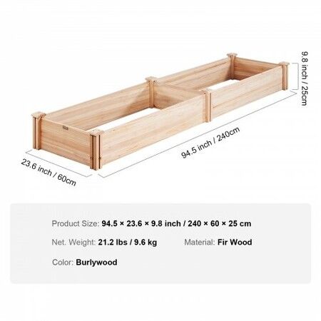 Wooden Raised Garden Bed Planter Box 94.5x23.6x9.8