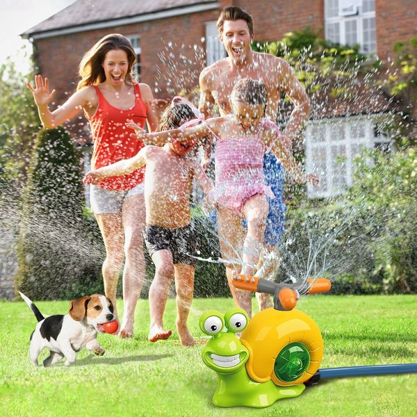 Water Sprinkler Baseball Toy,2 in 1 Snail Summer Water Game with 2 Sprinkler Heads,360 Degrees Roating Spray Water Baseball