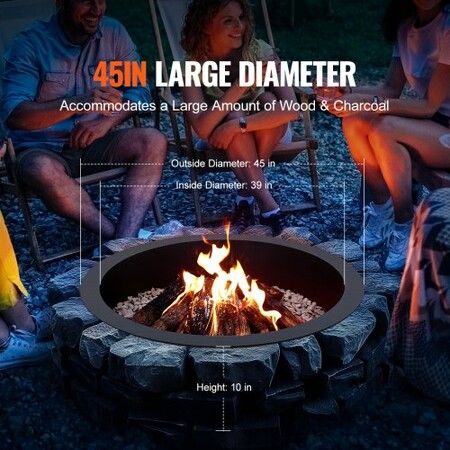 Fire Pit Ring Round 44 Inch Outer Steel Liner DIY Campfire Ring Firepit