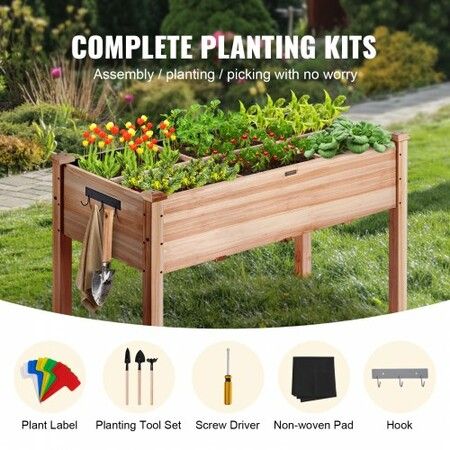 Raised Garden Bed, 47.2 x 22.8 x 30 inch Wooden Planter Box, Elevated Outdoor Planting Boxes with Legs, for Growing Flowers/Vegetables/Herbs in Backyard/Garden/Patio/Balcony, Burlywood