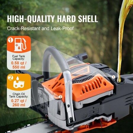 52CC 457.2mm Gasoline Chainsaw Powered Wood Cutting Engine Gas Chain Saw