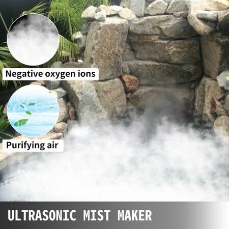 Mist Maker 10 Head Ultrasonic Mist Fogger with Waterproof Power Supply Ultrasonic Fogger Humidifier Stainless Steel Pond Mister Fogger 5kg/h Ultrasonic Mist Humidifier for Gardening and Pond