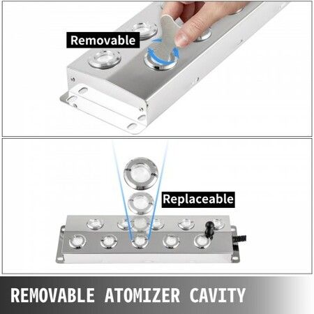 Mist Maker 10 Head Ultrasonic Mist Fogger with Waterproof Power Supply Ultrasonic Fogger Humidifier Stainless Steel Pond Mister Fogger 5kg/h Ultrasonic Mist Humidifier for Gardening and Pond
